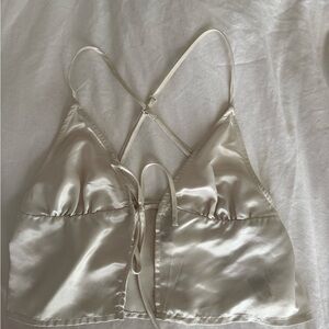 H&M Cream Satin Strappy Top